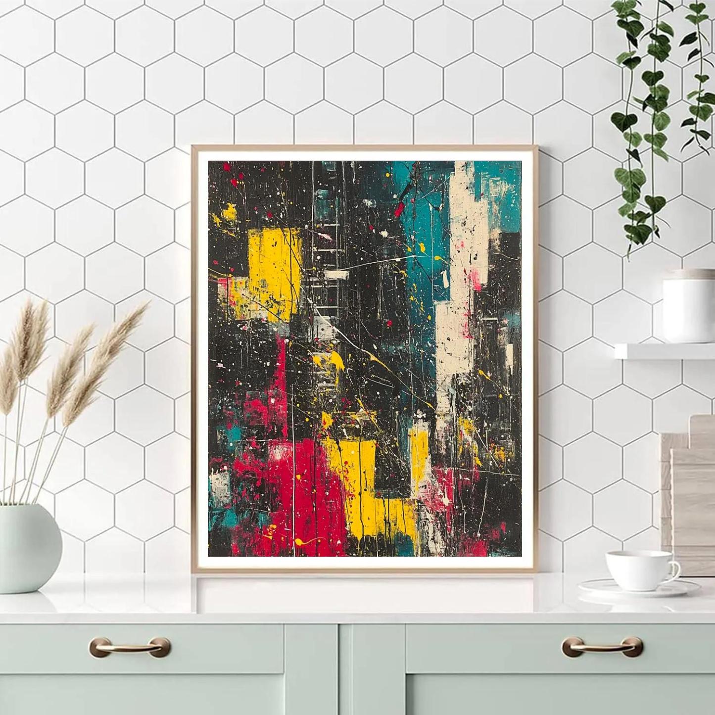 Jackson Pollock Inspired Citylights Rhythm Number painting