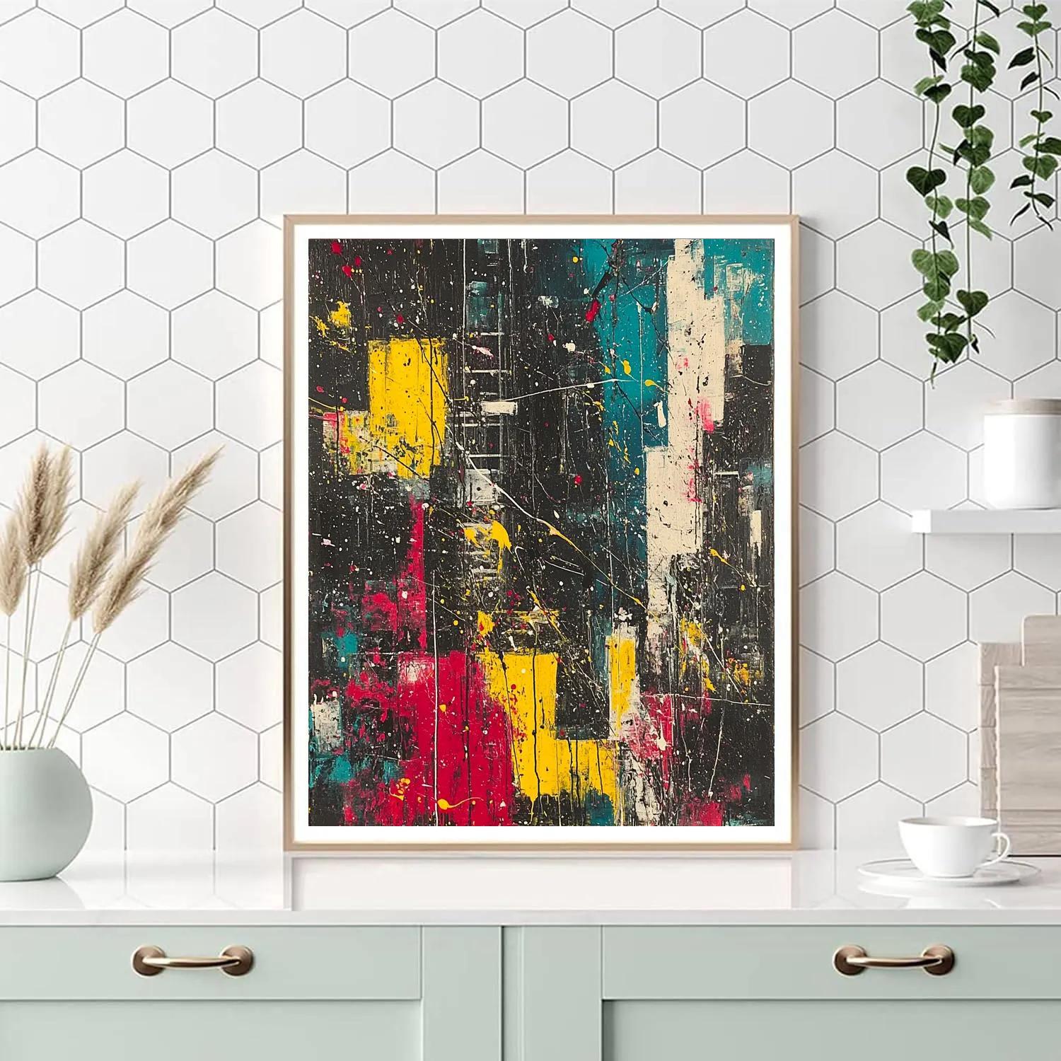 Jackson Pollock Inspired Citylights Rhythm Number painting