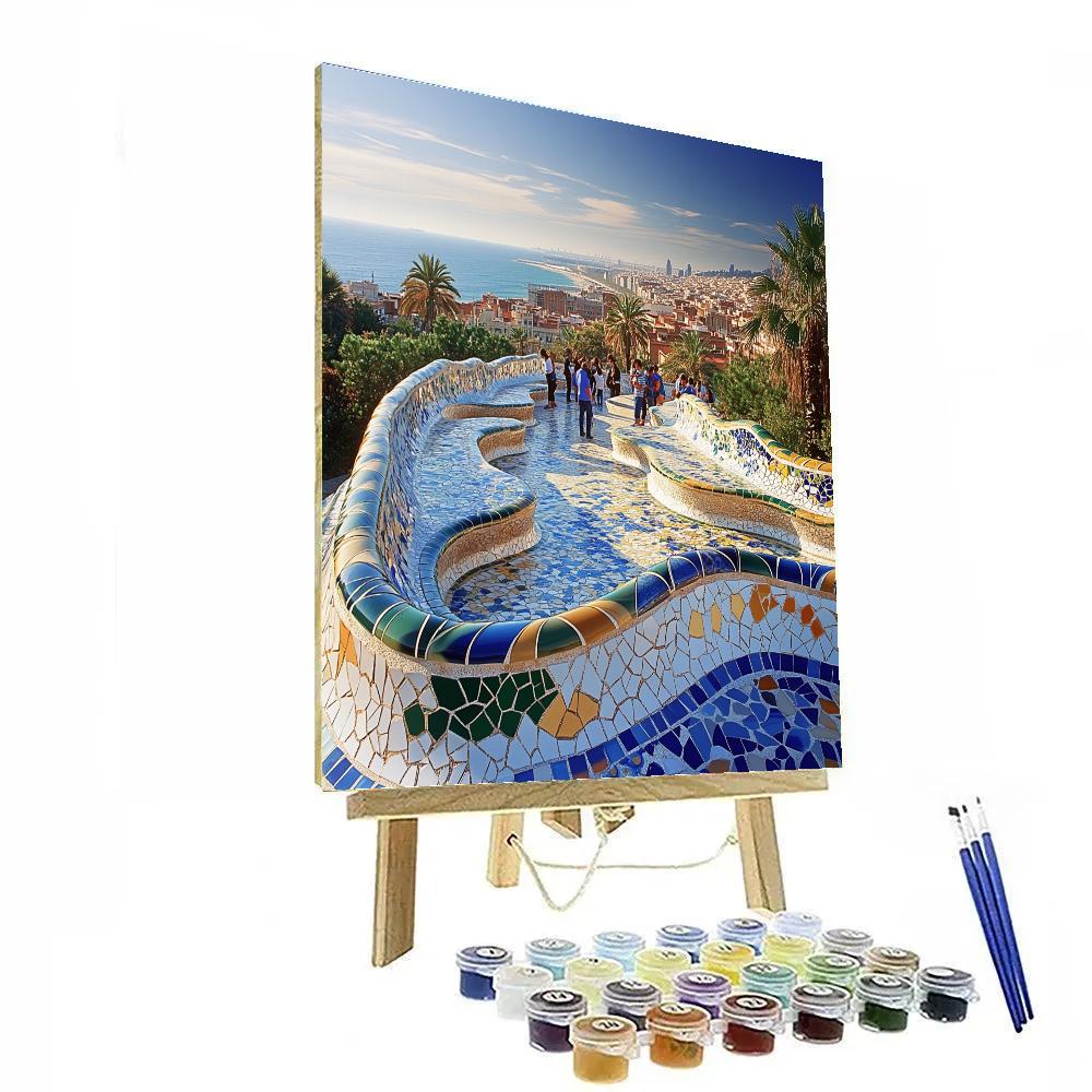 Park Guell Serpentine Terrace Barcelona Spain Paint by numbers art