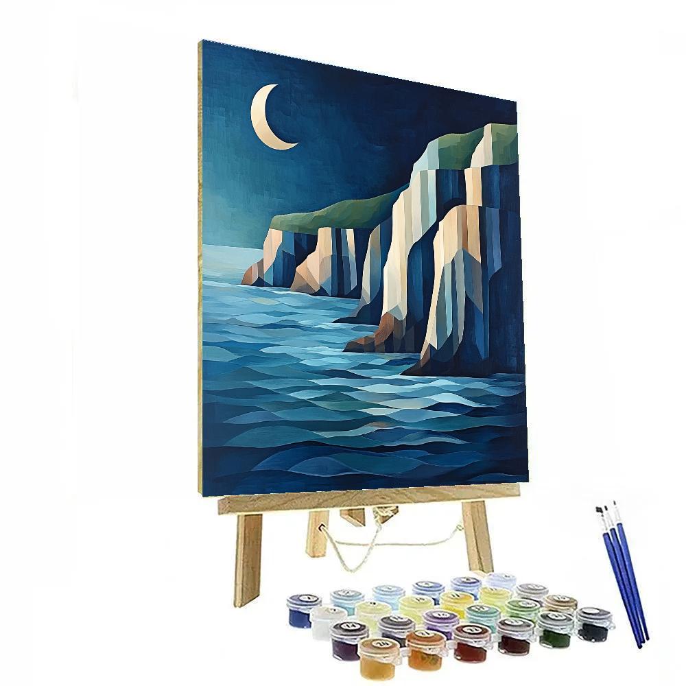 Pablo Picasso Inspired Fractured Coastal Cliffs And Moonlit Tides Painting by numbers kit