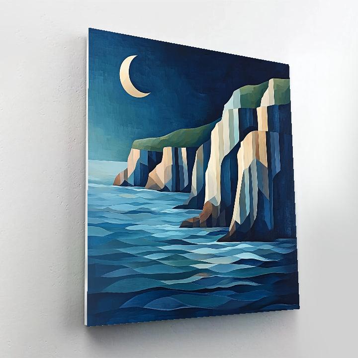 Pablo Picasso Inspired Fractured Coastal Cliffs And Moonlit Tides Painting by numbers kit