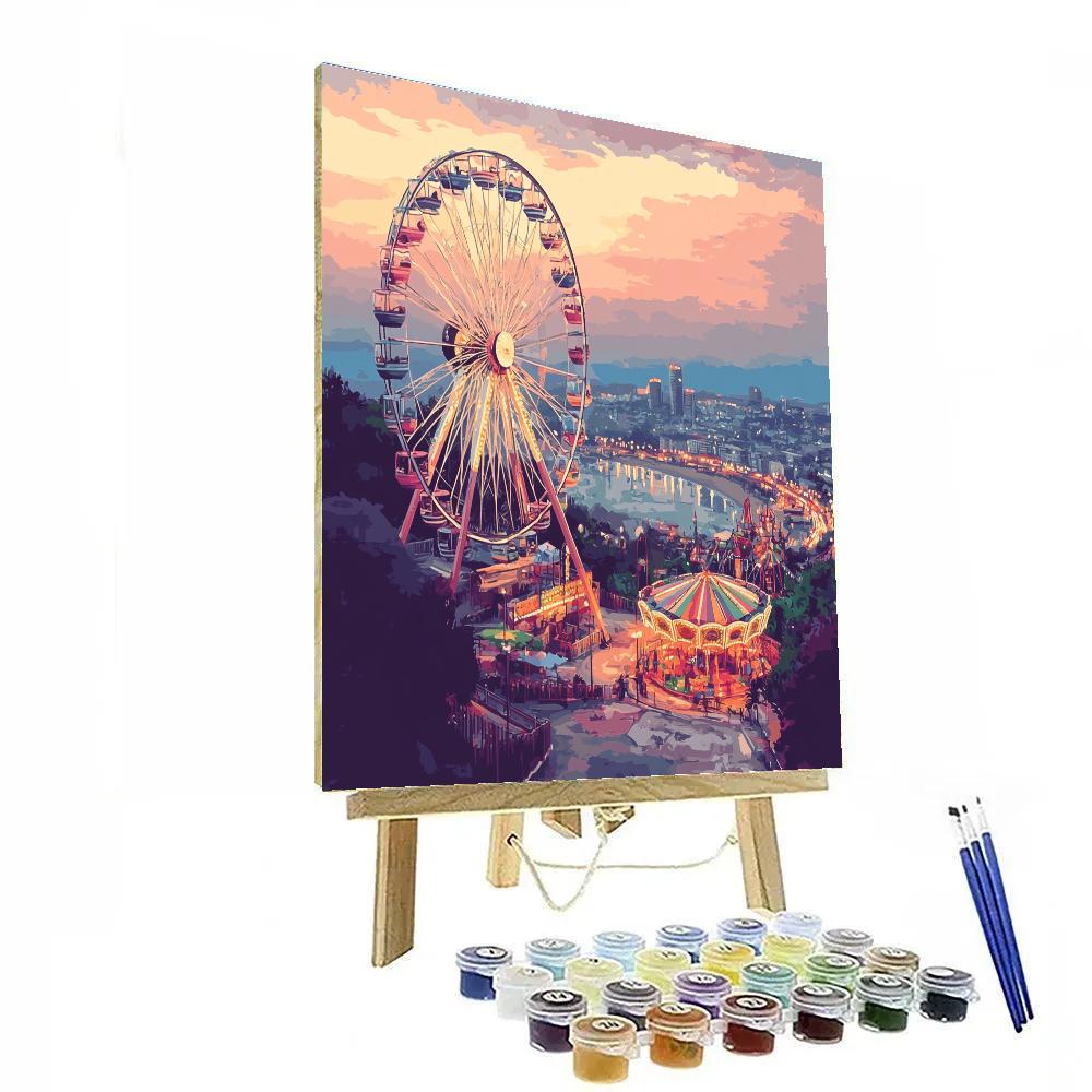 Tibidabo Amusement Park Overlook Barcelona Spain Number painting