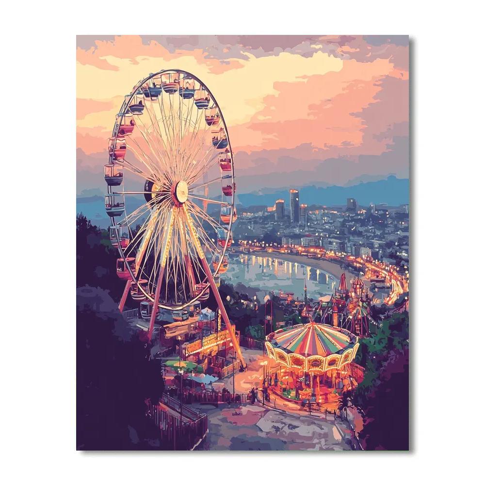 Tibidabo Amusement Park Overlook Barcelona Spain Number painting