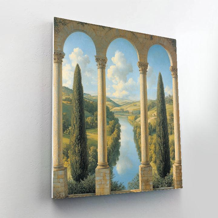 Raphael Inspired Loggia Overlooking A Symmetrical River Valley DIY paint by numbers