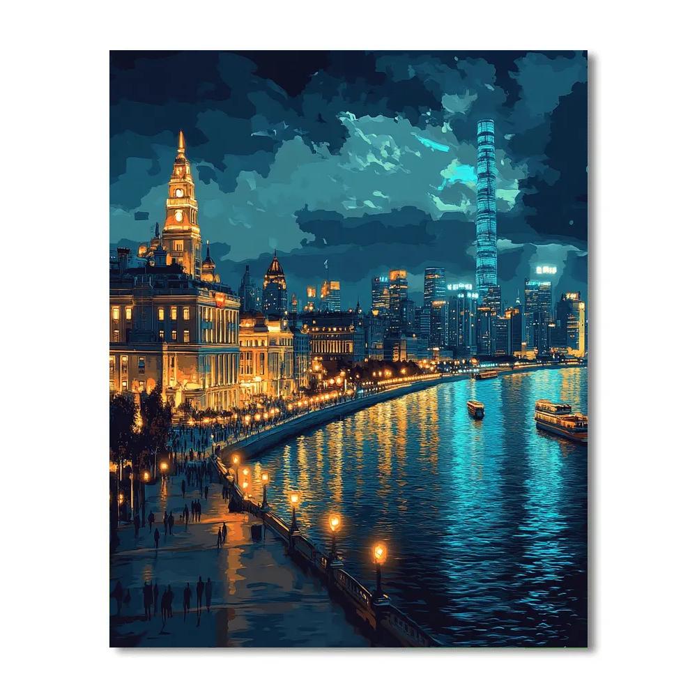 The Bund Waterfront Promenade Shanghai China paint by numbers