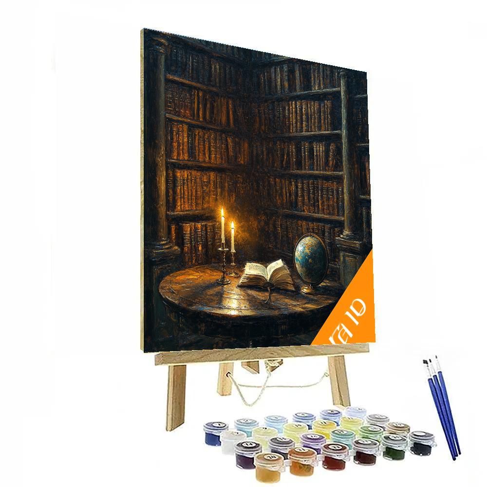 Rembrandt Inspired Candlelit Library painting number kit