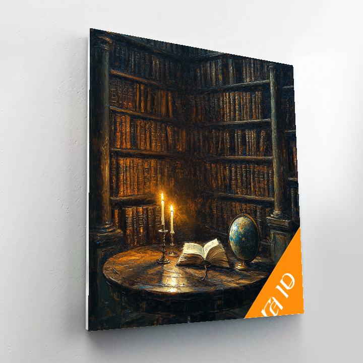 Rembrandt Inspired Candlelit Library painting number kit
