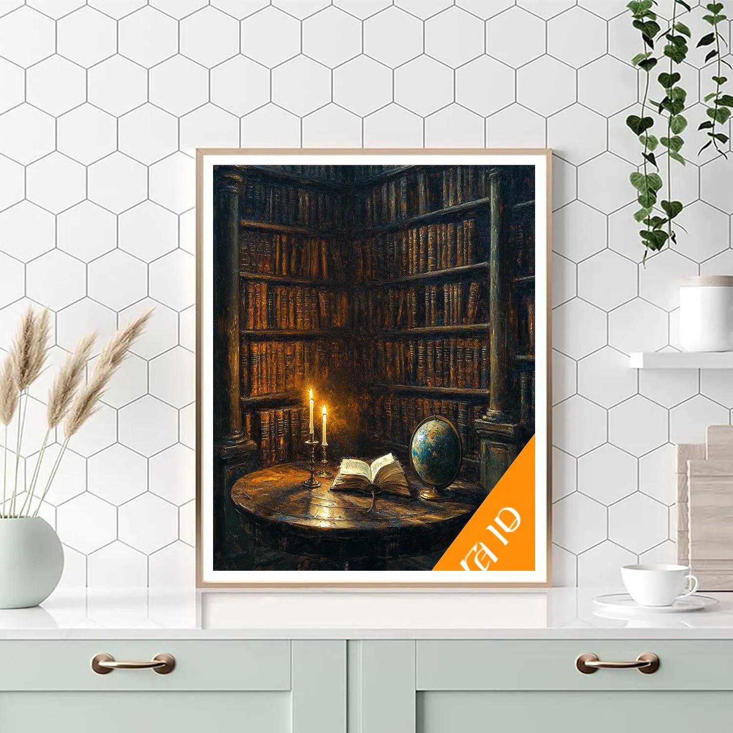 Rembrandt Inspired Candlelit Library painting number kit