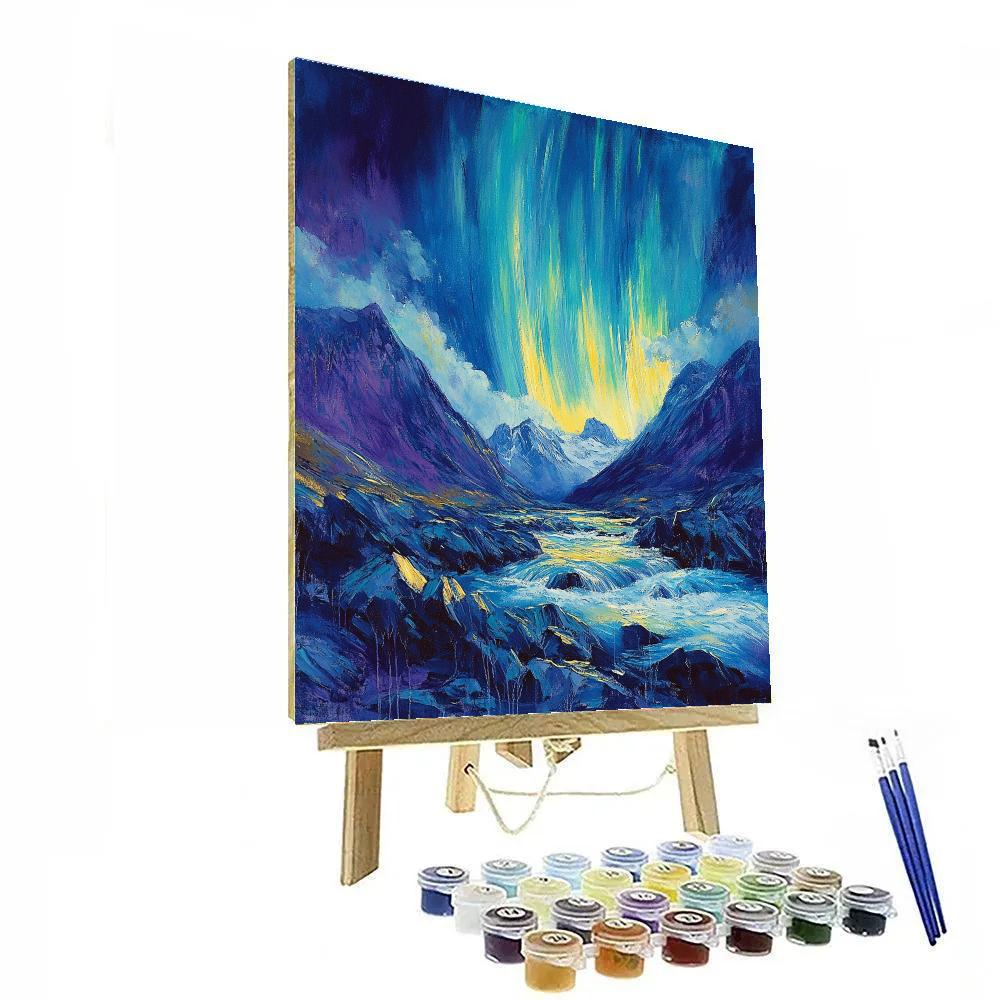 Edgar Degas Inspired Aurora Over Silent Mountains painting number kit