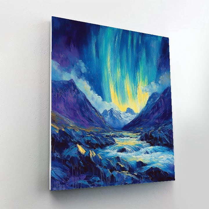 Edgar Degas Inspired Aurora Over Silent Mountains painting number kit