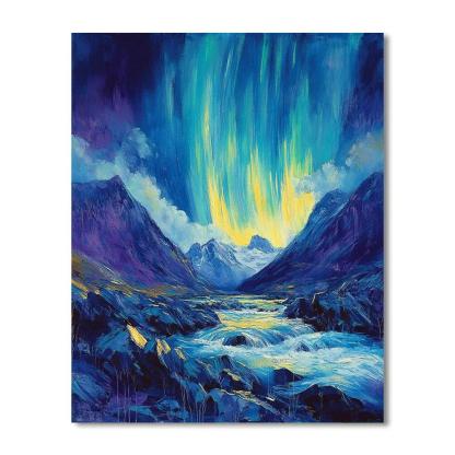 Edgar Degas Inspired Aurora Over Silent Mountains painting number kit