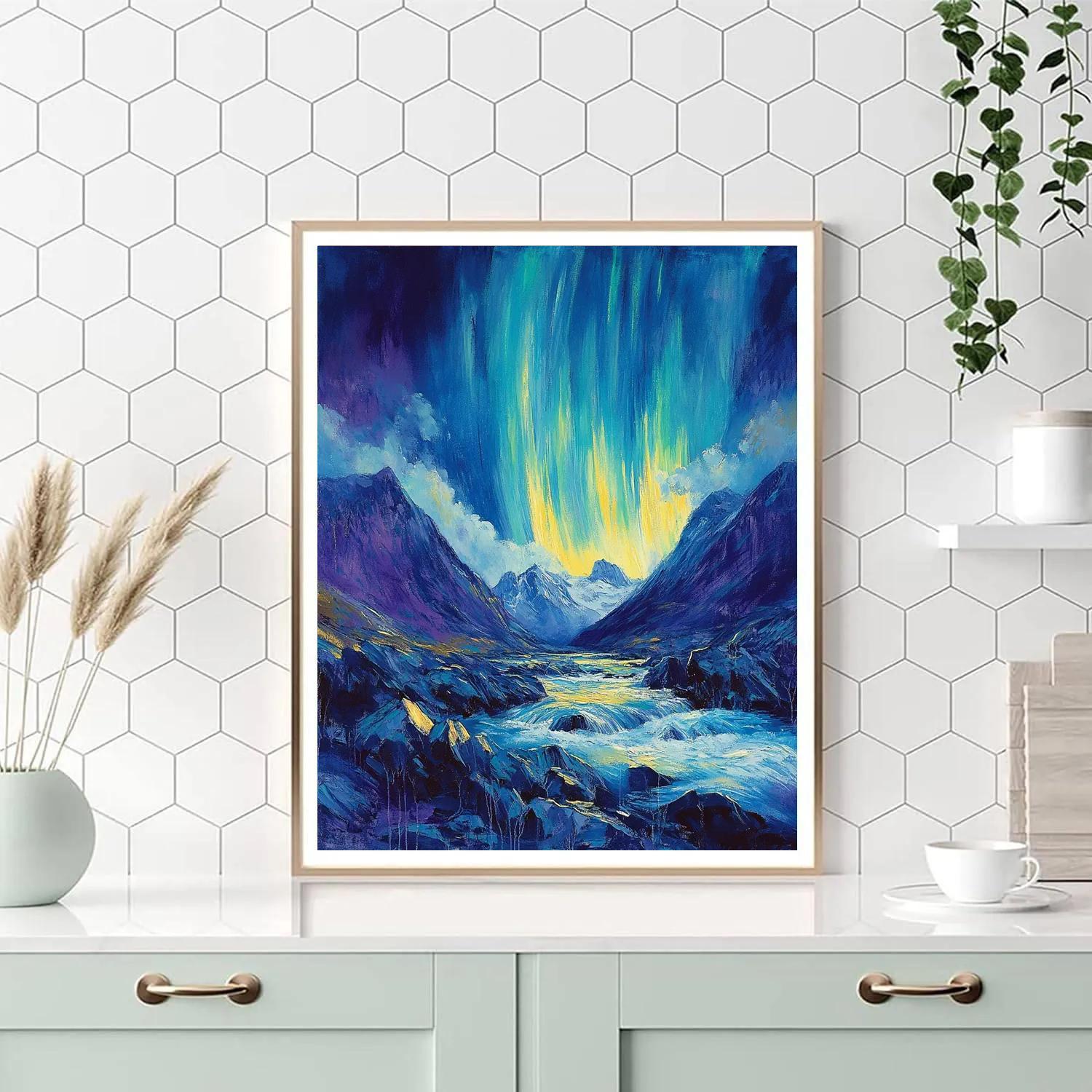 Edgar Degas Inspired Aurora Over Silent Mountains painting number kit