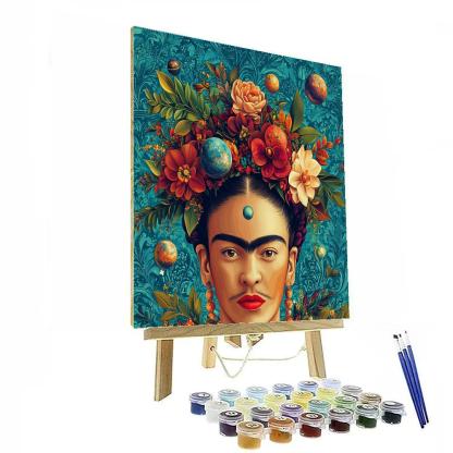 Frida Kahlo Inspired Botanical Self Portrait With Planets Paint by numbers art