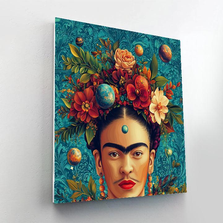 Frida Kahlo Inspired Botanical Self Portrait With Planets Paint by numbers art