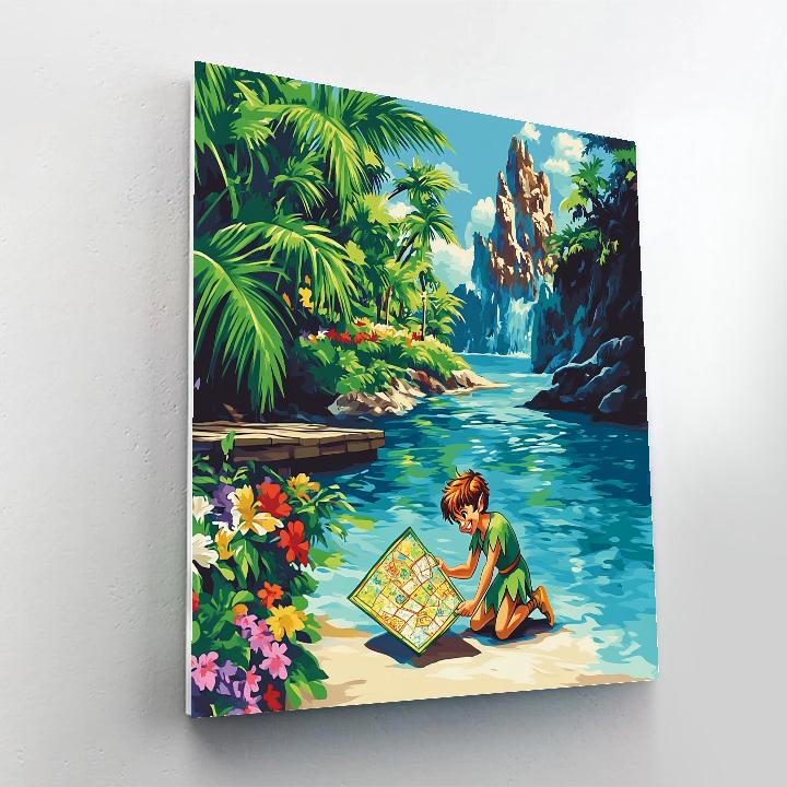 Peter Pan Neverland Lagoon Treasure Map DIY paint by numbers