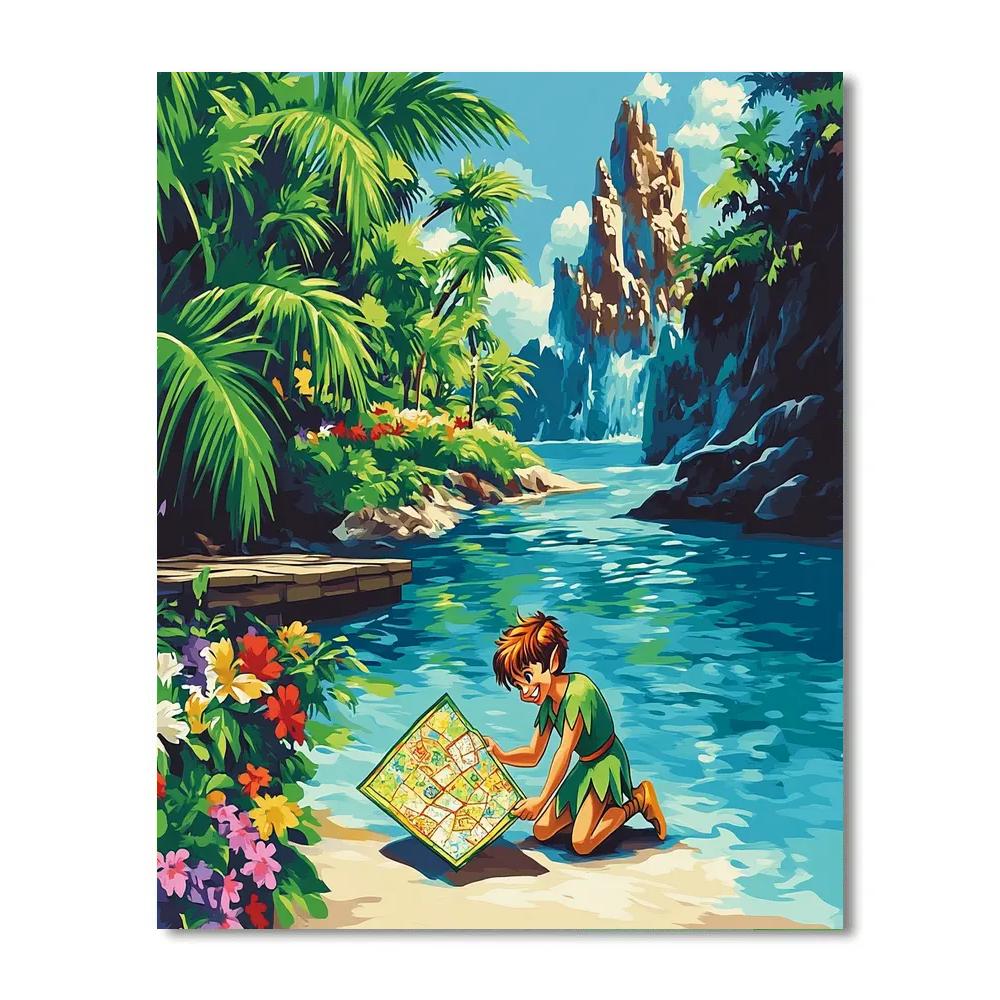 Peter Pan Neverland Lagoon Treasure Map DIY paint by numbers