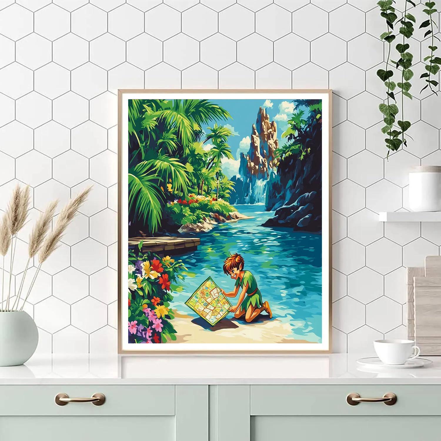 Peter Pan Neverland Lagoon Treasure Map DIY paint by numbers