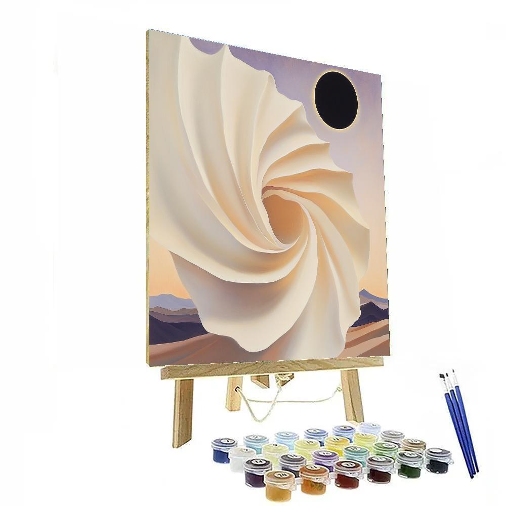 Georgia O Keeffe Inspired Desert Flowers And Eclipse paint by color