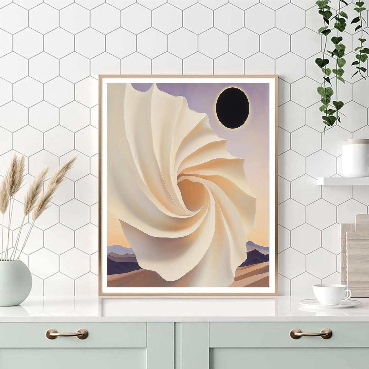 Georgia O Keeffe Inspired Desert Flowers And Eclipse paint by color