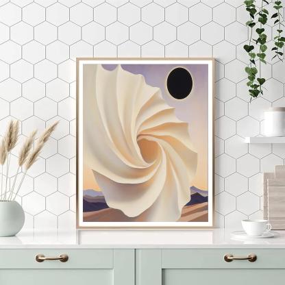 Georgia O Keeffe Inspired Desert Flowers And Eclipse paint by color