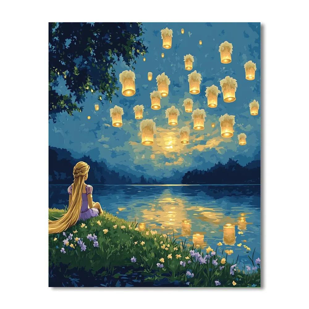 Rapunzel Lantern Lake Daydream paint by numbers