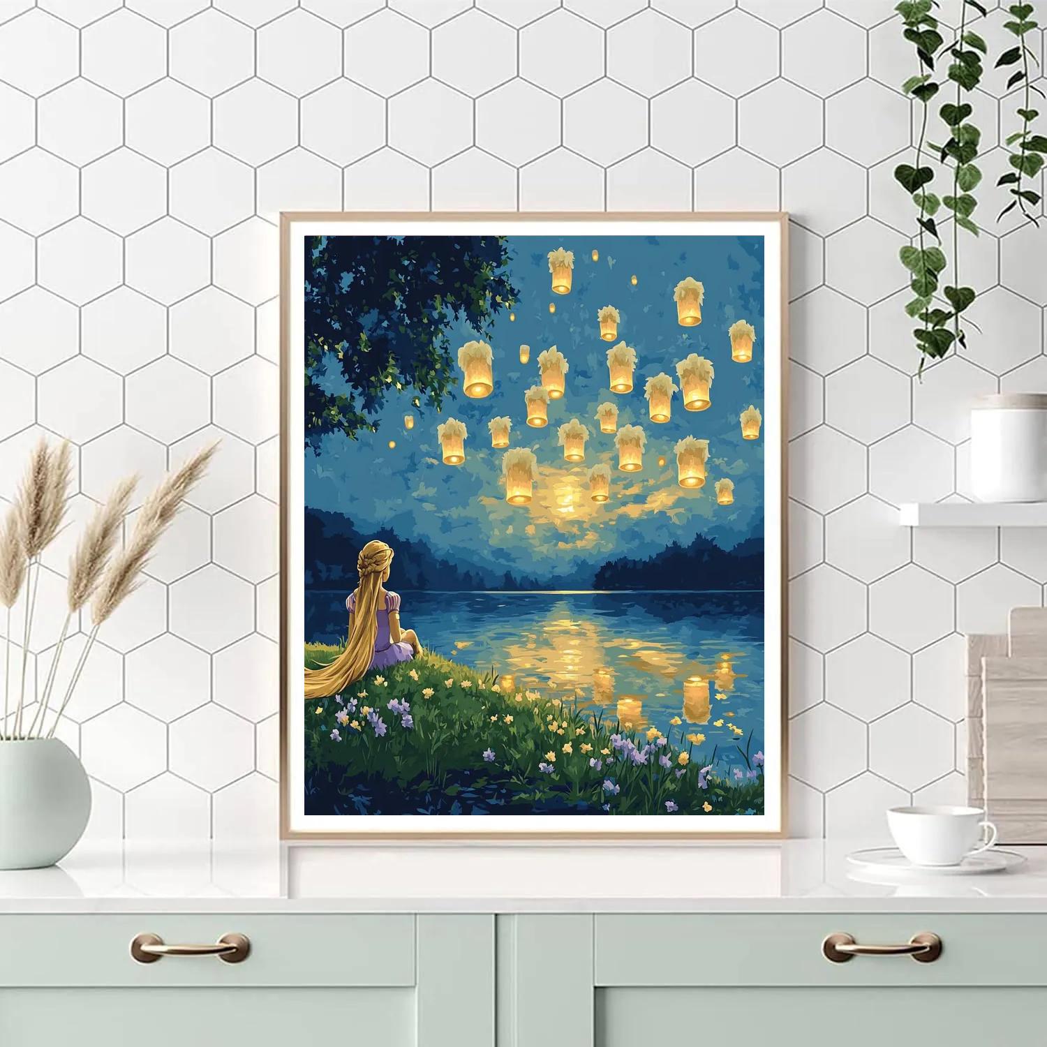 Rapunzel Lantern Lake Daydream paint by numbers