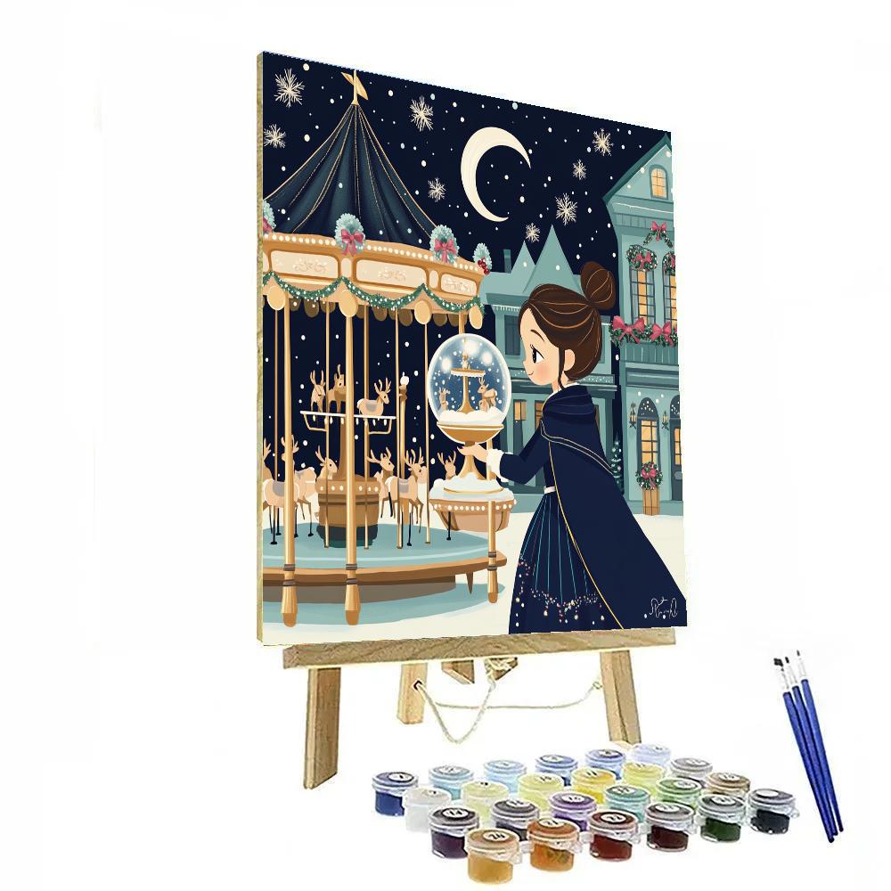 Moonlit Carousel Of Snowglobe Dreams painting number kit