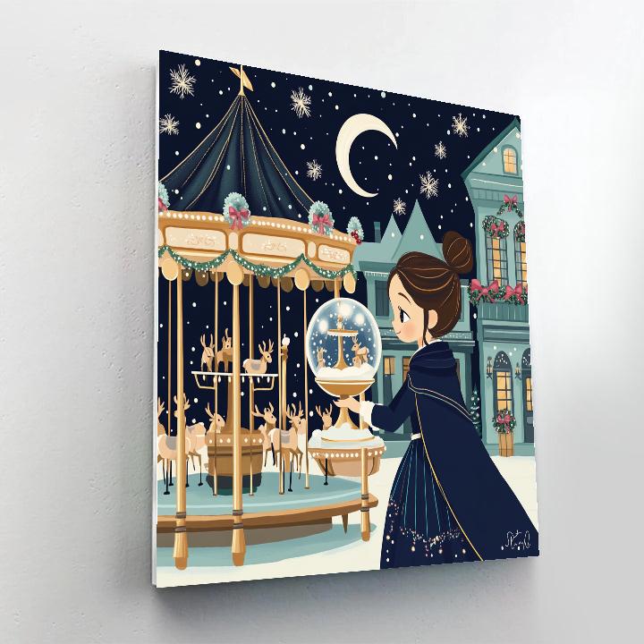 Moonlit Carousel Of Snowglobe Dreams painting number kit