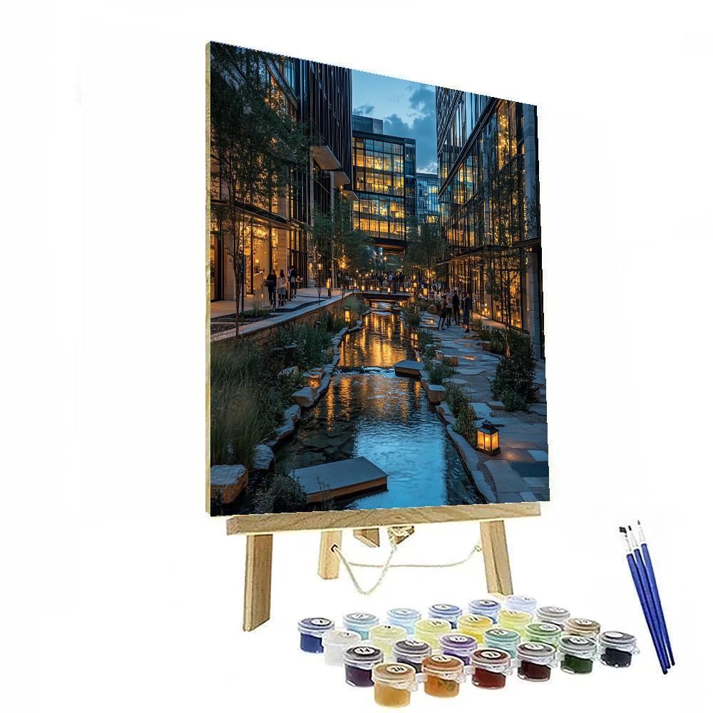 Cheonggyecheon Stream Night Walk Seoul South Korea paint by number