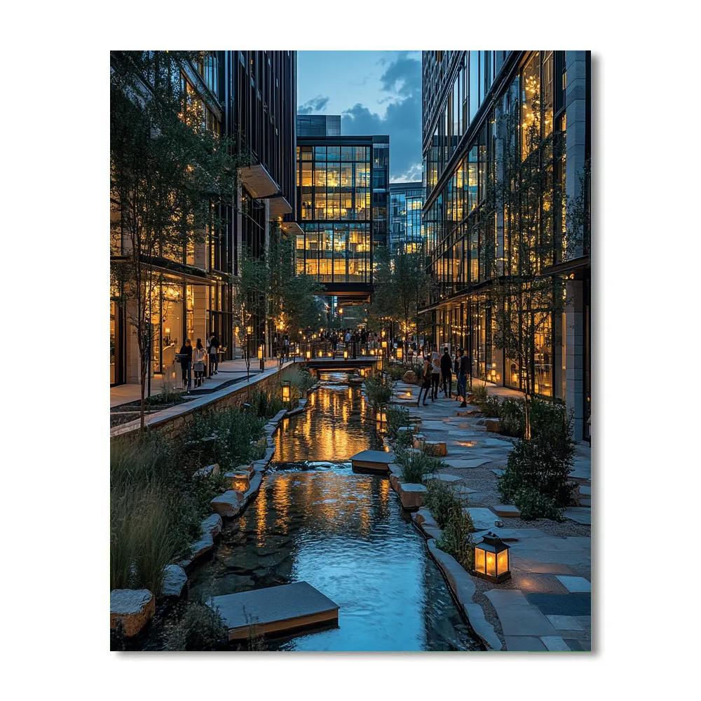 Cheonggyecheon Stream Night Walk Seoul South Korea paint by number