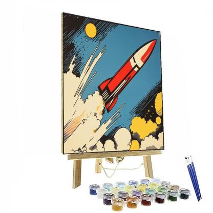 Roy Lichtenstein Inspired Vintage Rocket Launch Poster Number painting