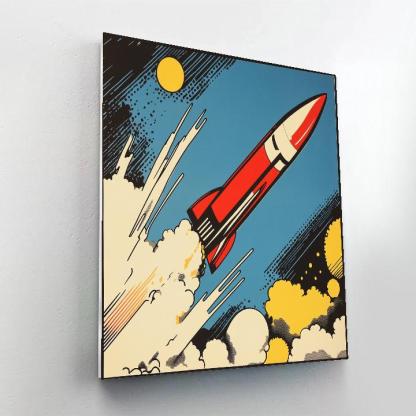 Roy Lichtenstein Inspired Vintage Rocket Launch Poster Number painting