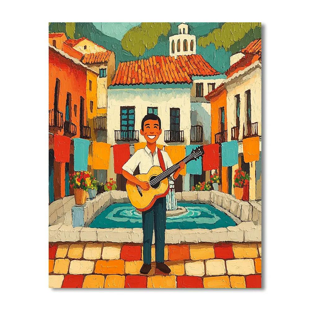 Miguel Rivera Colorful Music Plaza Day painting number kit