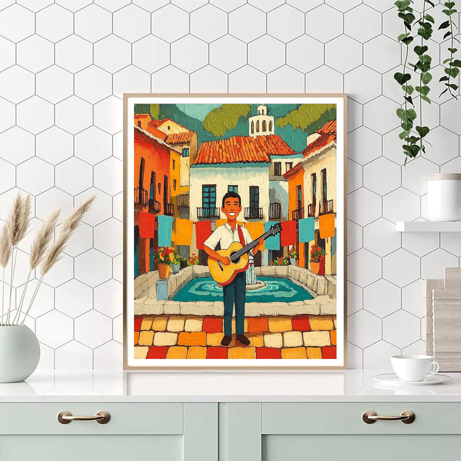 Miguel Rivera Colorful Music Plaza Day painting number kit