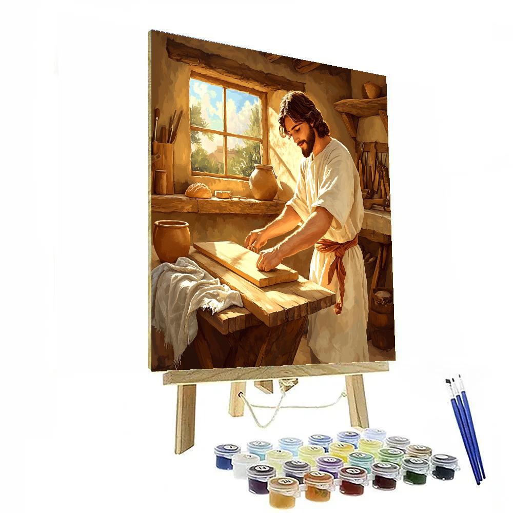 Carpenter Bench With Jesus In Quiet Workshop DIY paint by numbers