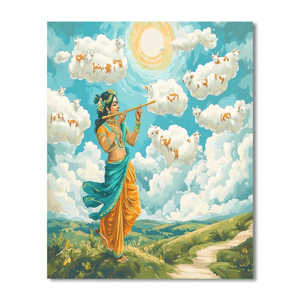 Krishna The Cloud Herding Flute Caller paint by number