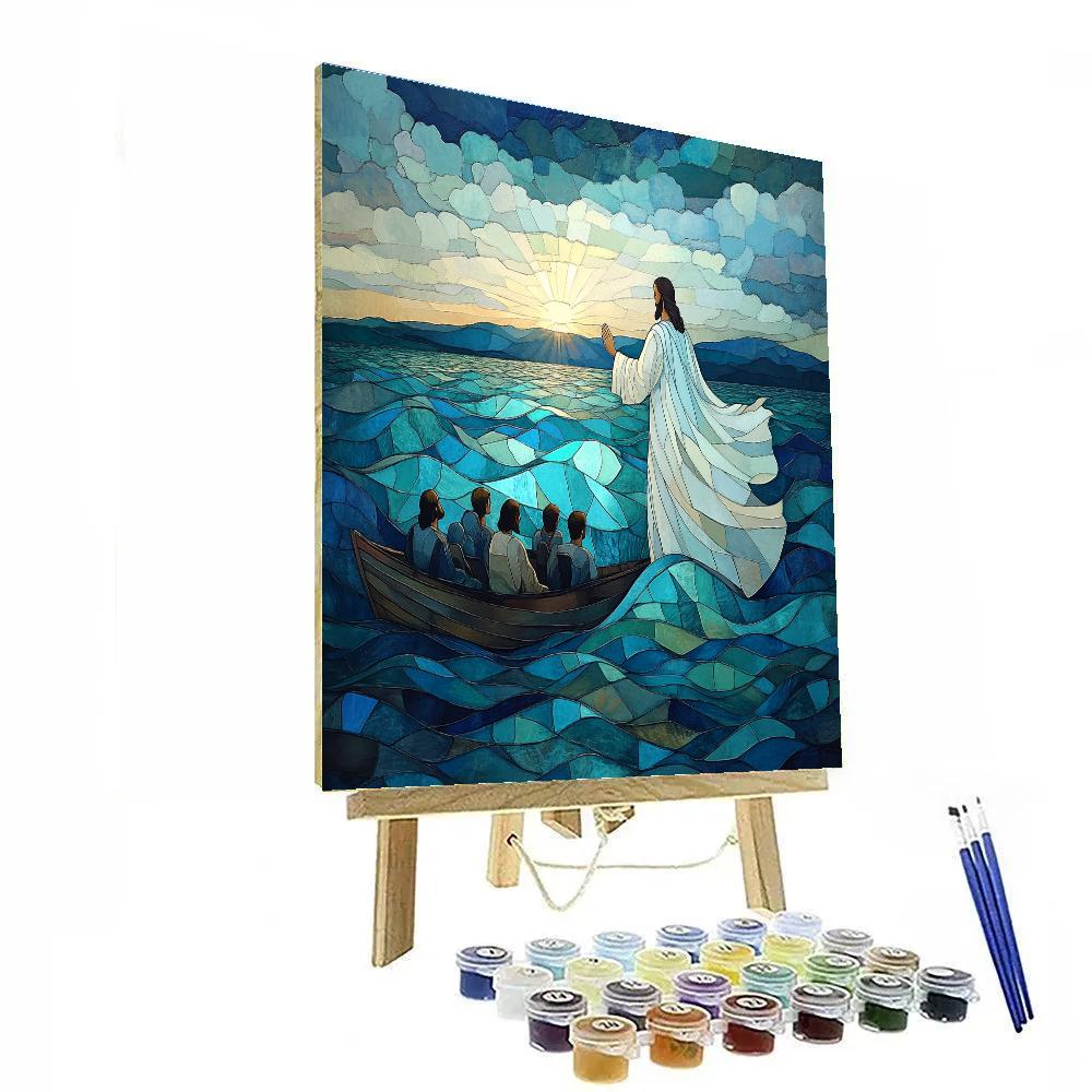 Jesus And The Storm Glass Sea Number painting