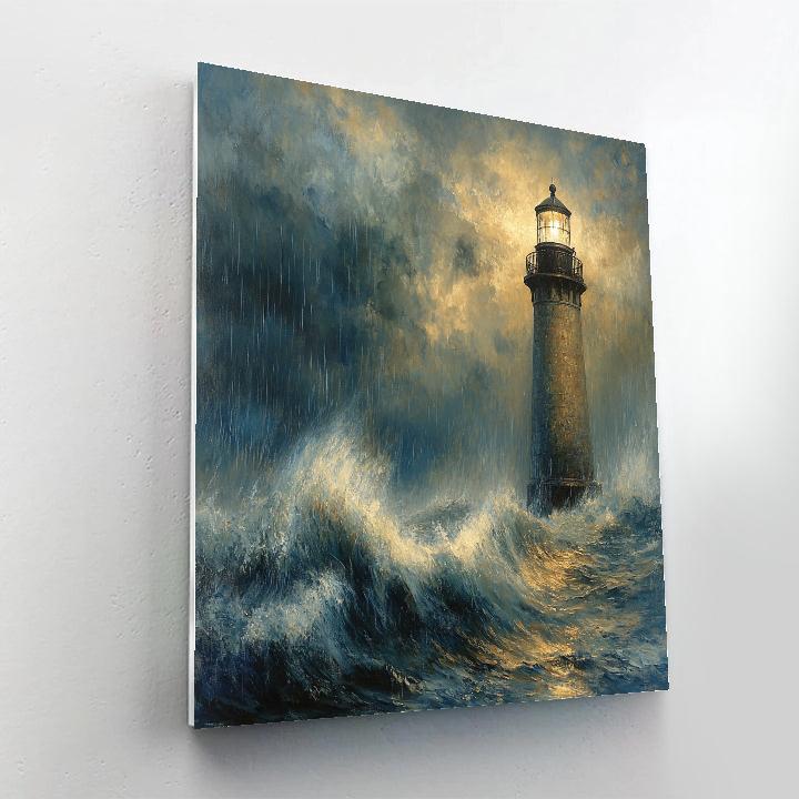 J M W Turner Inspired Lighthouse In Storm paint by color