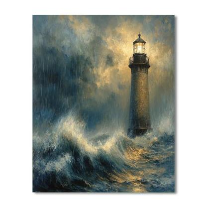 J M W Turner Inspired Lighthouse In Storm paint by color