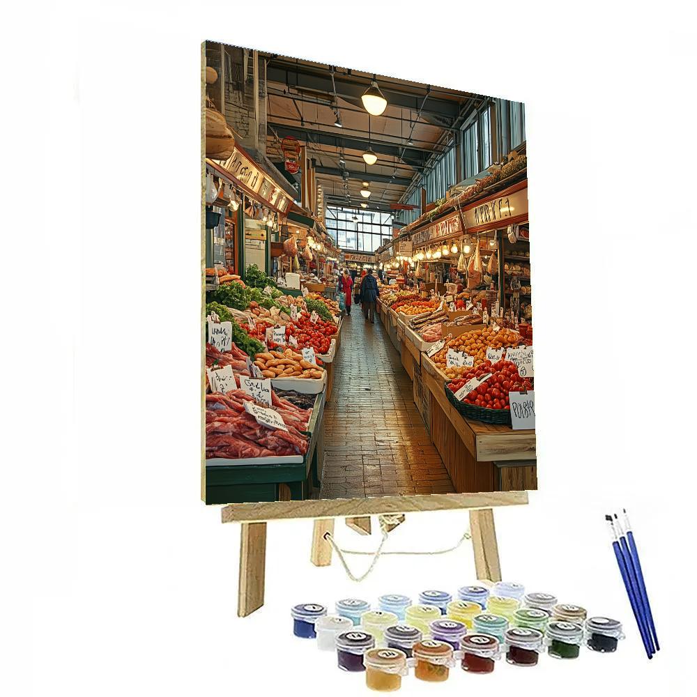 Central Market Hall Food Aisles Riga Latvia Paint by numbers kits
