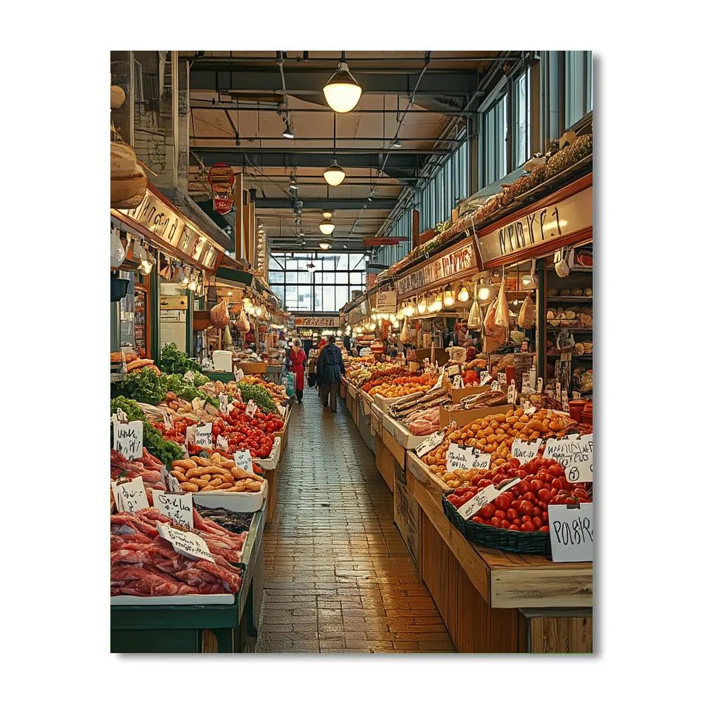 Central Market Hall Food Aisles Riga Latvia Paint by numbers kits