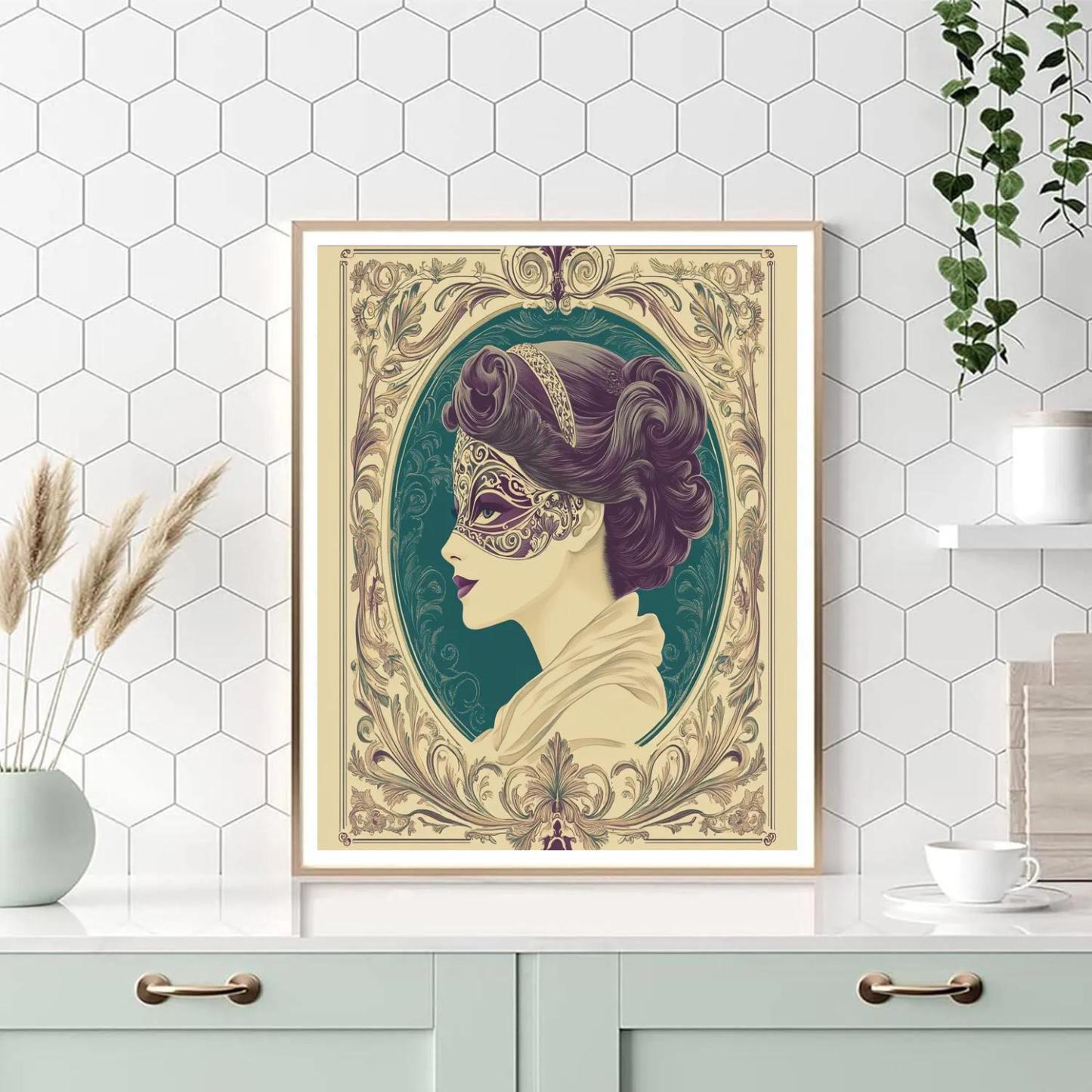 Alphonse Mucha Inspired Masquerade Night Painting by numbers kit