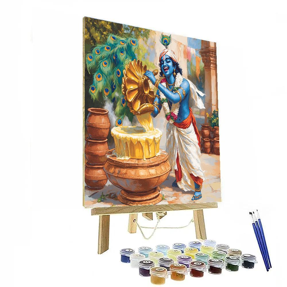 Krishna And The Butter Churn Windmill paint by numbers