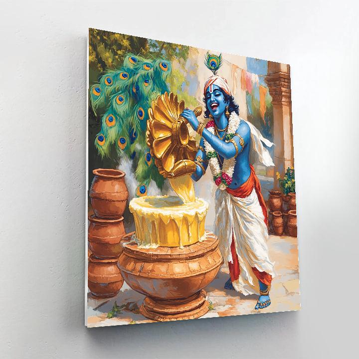 Krishna And The Butter Churn Windmill paint by numbers