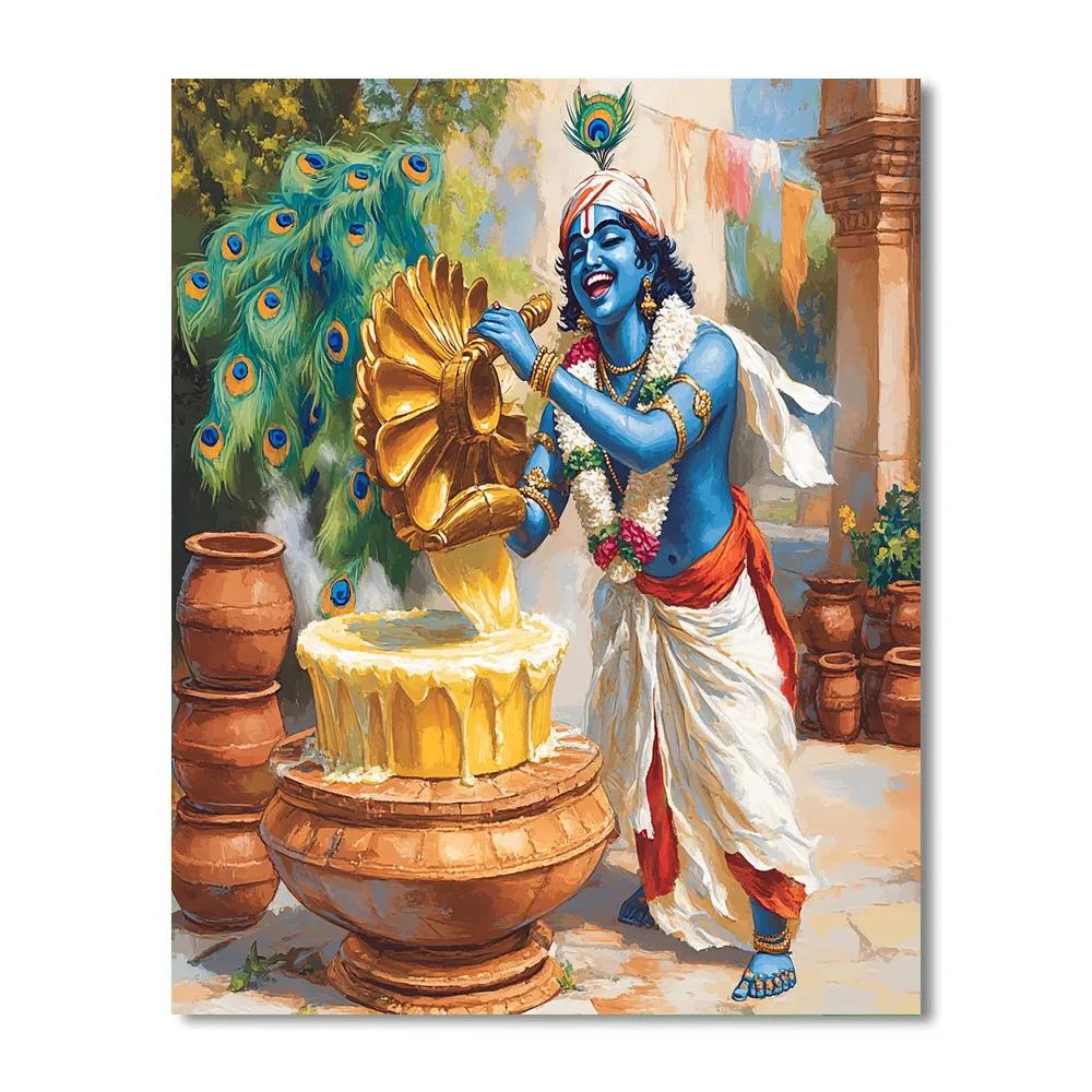 Krishna And The Butter Churn Windmill paint by numbers