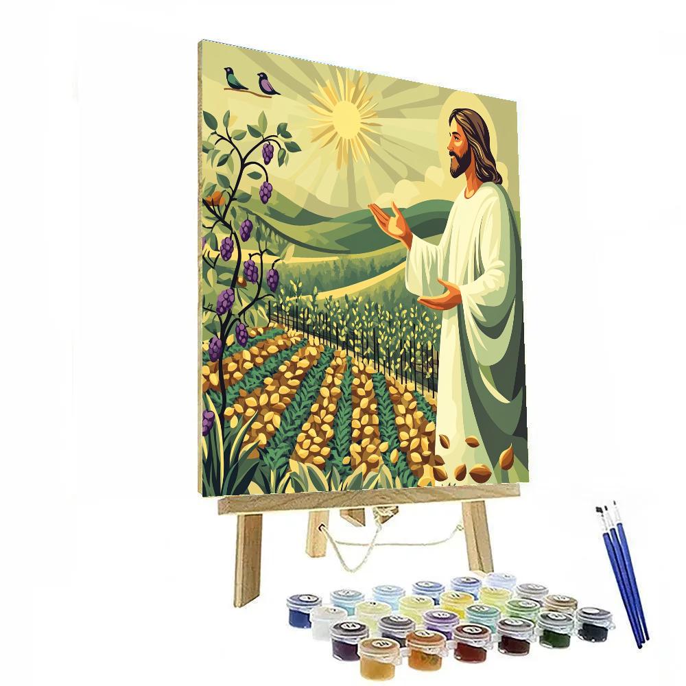 Jesus Parable Garden In Geometric Vines painting number kit