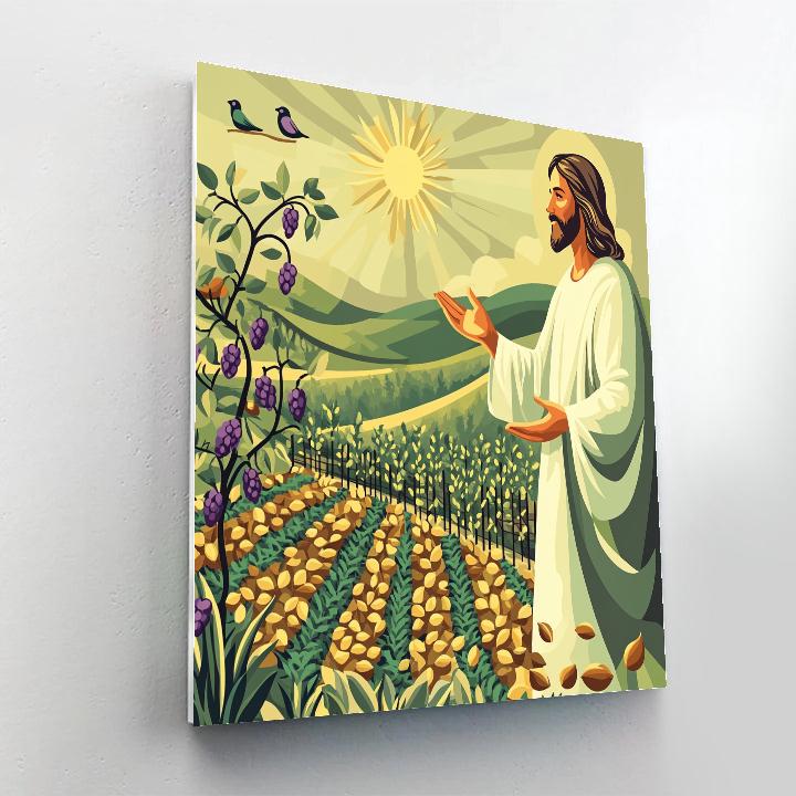 Jesus Parable Garden In Geometric Vines painting number kit