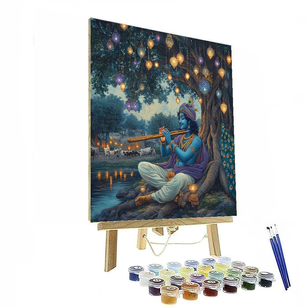Krishna Beneath The Banyan Lantern Galaxy Paint by numbers kits