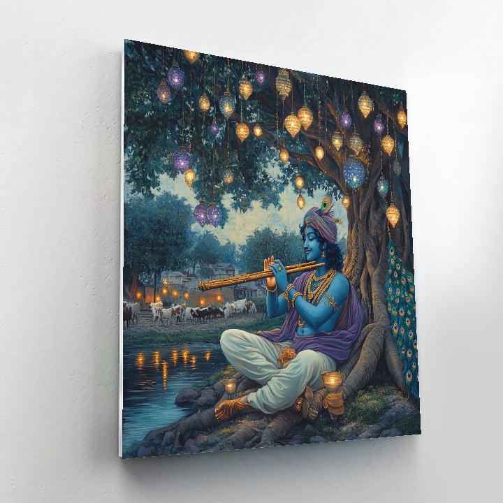 Krishna Beneath The Banyan Lantern Galaxy Paint by numbers kits