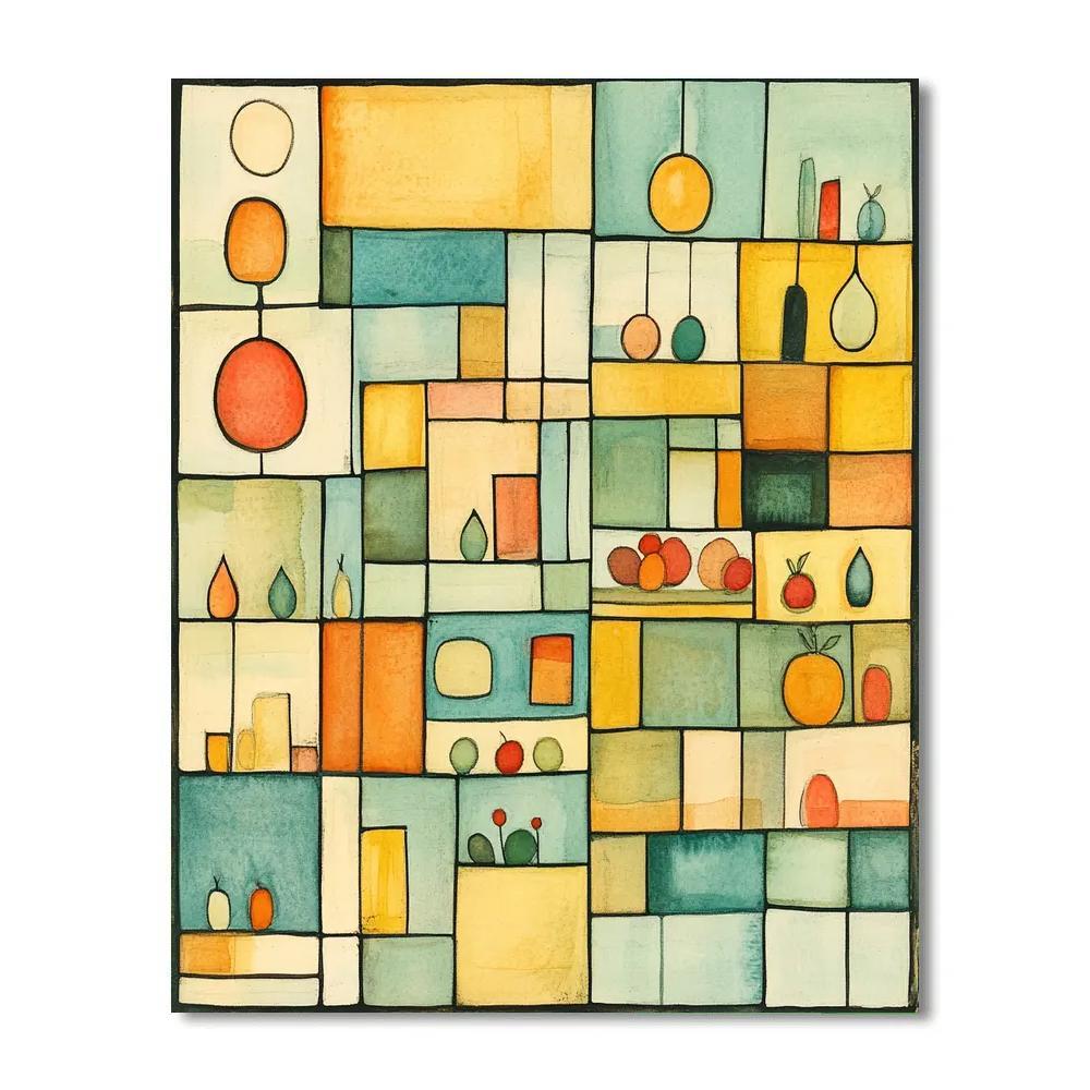 Paul Klee Inspired Market Map Pattern paint by color